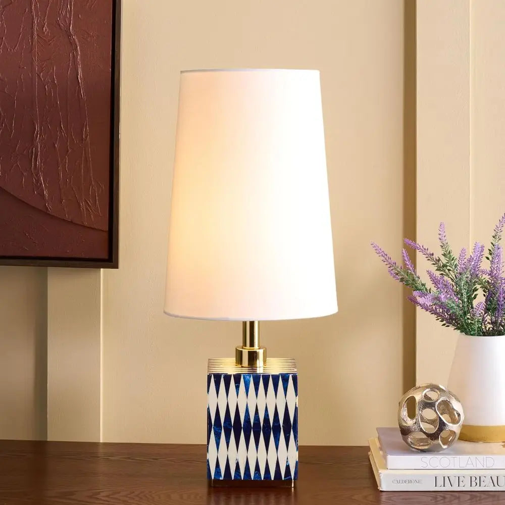 24 Blue & White Resin Accent Table Lamp with Fabric Shade, E26 Bulb Compatible