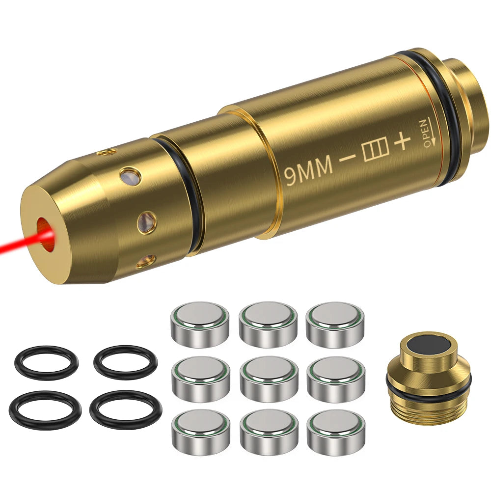 9mm Long (Pointed) Red Laser Training Cartridge Brass Dry Fire Trainer for Shooting Skill Improvement.