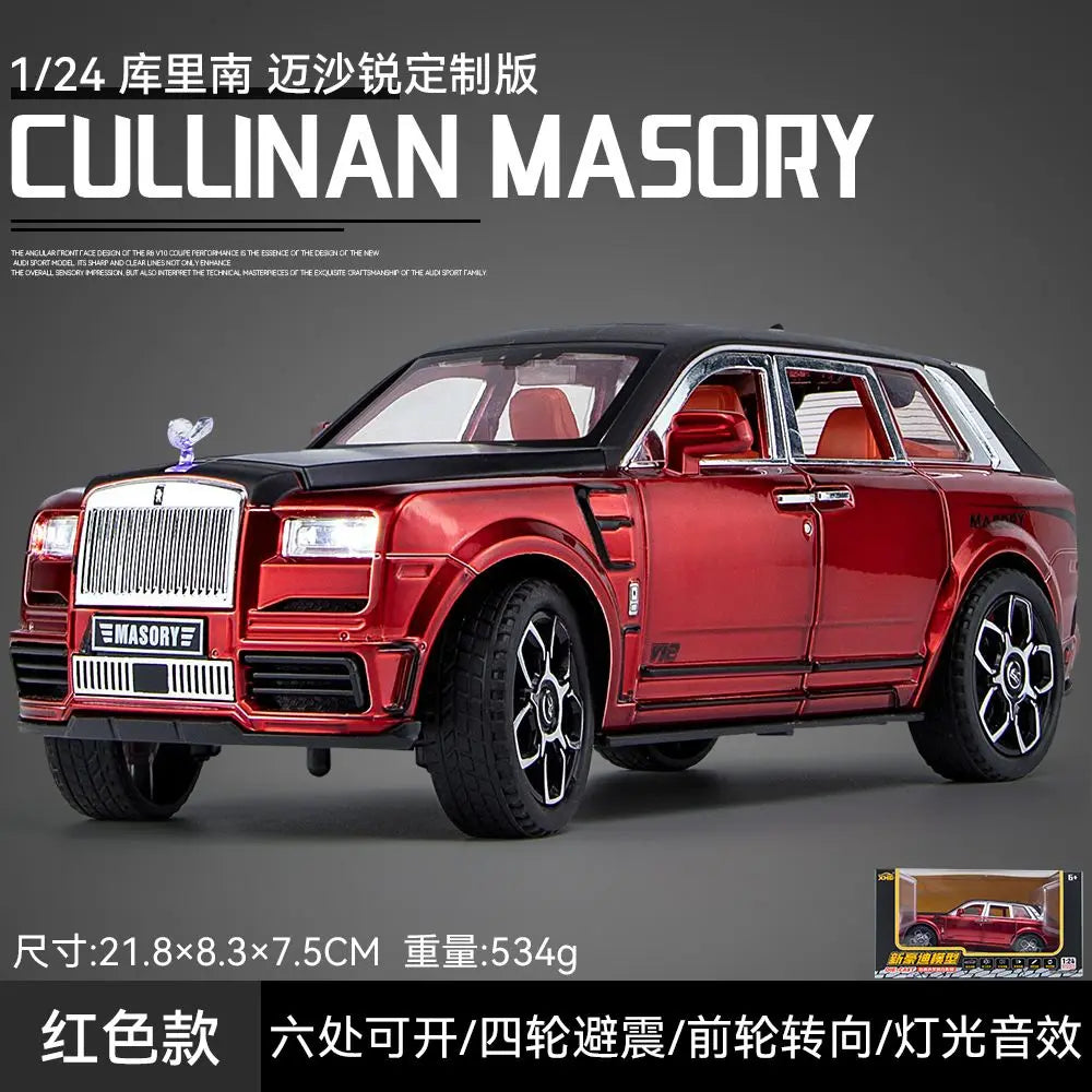 1:24 Rolls Royce Cullinan Mansory Alloy SUV Six Open Parts Four Wheel Shock Steering Light Sound Desktop Display Gift