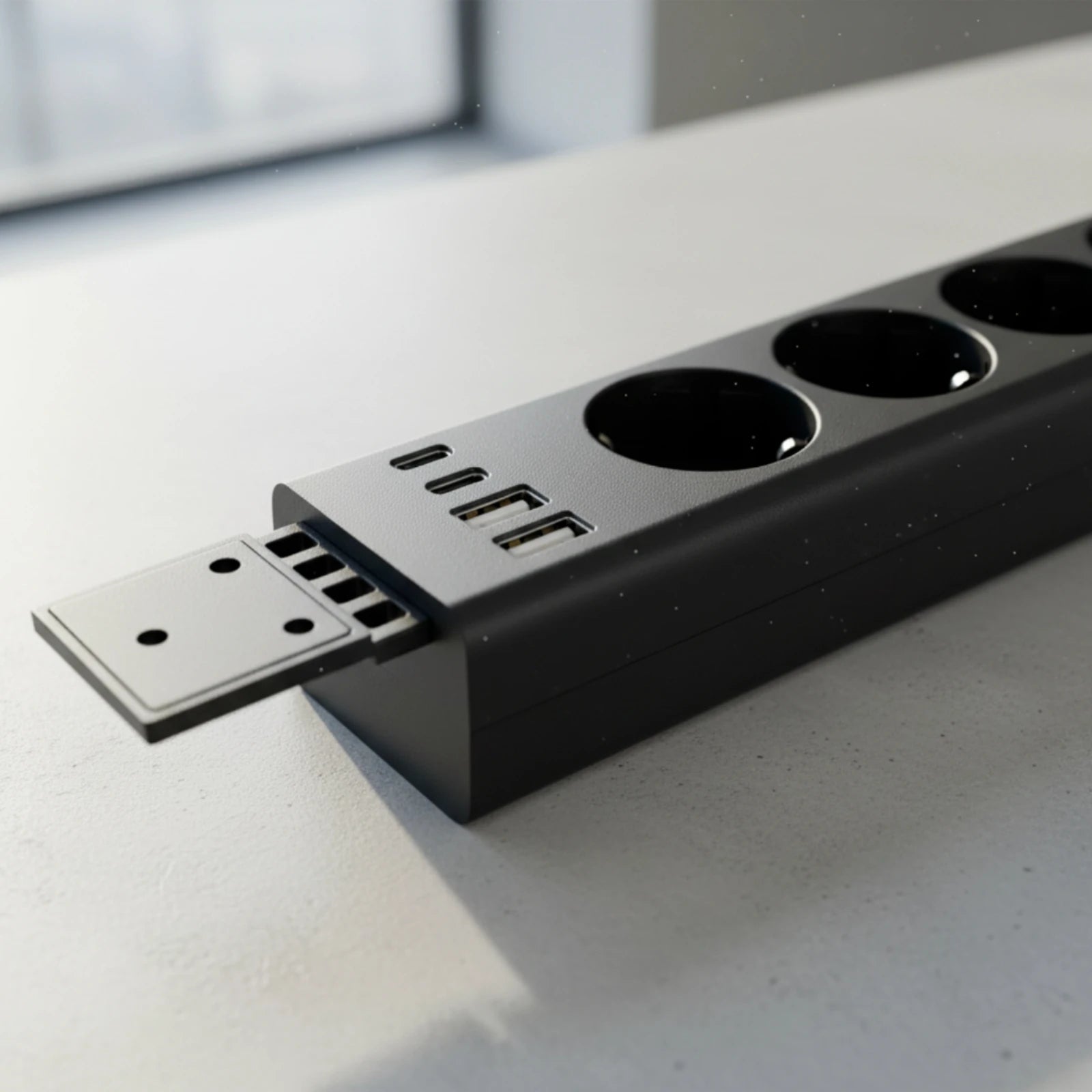 Under Desk Power Strip Space-Saving Power Strip with USB Ports Outlet Safe Ultra-Thin for Telecommuter Workers, Office