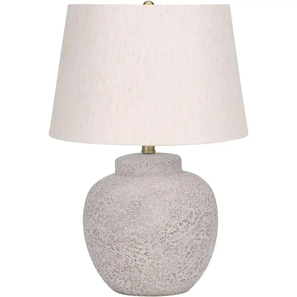 Cream Concrete Table Lamp with Ivory/Cream Shade