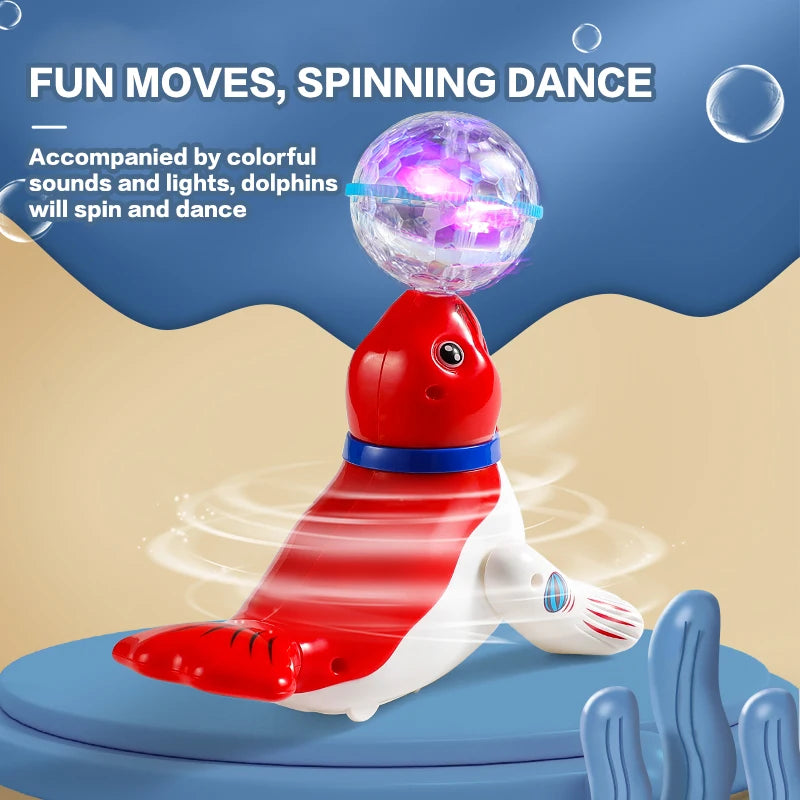 Cute Sea Lion Top Ball Children's Electric Toy with Stunt Spins Colorful Sound And Light Perfect Gift for Babies