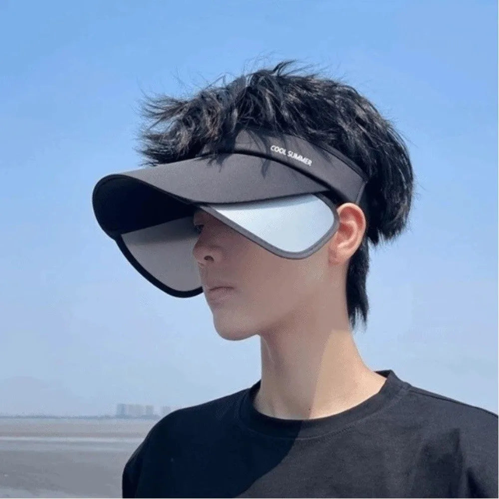 New Breathable Sun Protection Hat Lightweight Adjustable Stretchable Brim Hat Polyester Solid Color Empty Top Sun Hat Sports