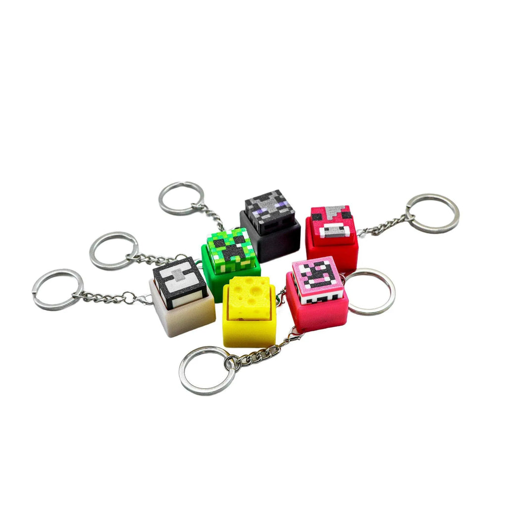 3D Printed Mini Cheese Keyboard Clicker Keychain Fidget Button Stress Relief Keyring Toy Gift Keychain Accessory