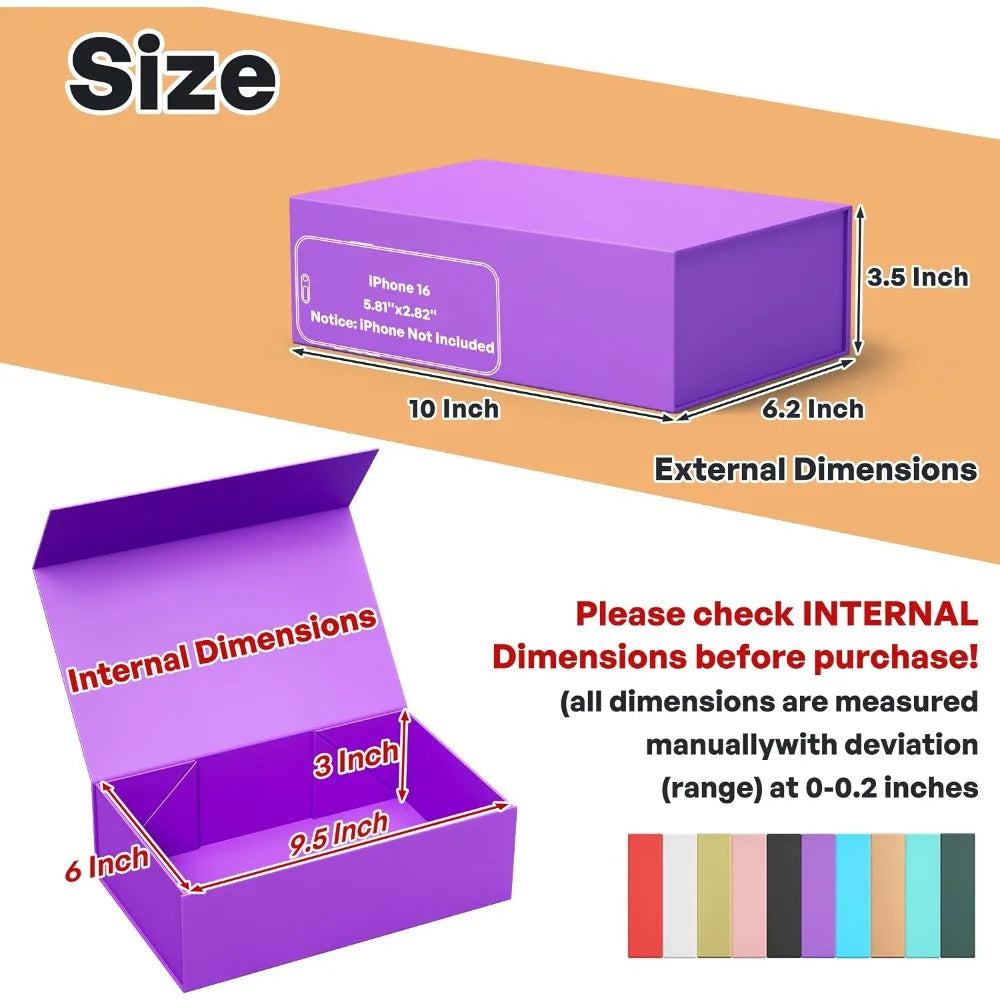 Collapsible Magnetic Closure Gift Box for Presents Bridesmaid Proposal Wedding Christmas Halloween Birthday Party Favor Packaging 9.5x6x3 Inches