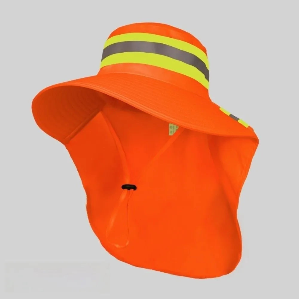 Adjustable Design Reflective Sun Hat Large Brim Sun Protection Anti-UV Bucket Hat Neck Shawl UV Protection