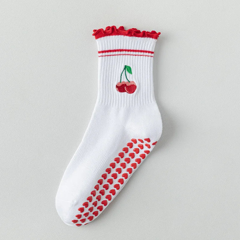 1 pairs Cross-Border Professional Yoga Socks,  Cotton Strapping Silicone Anti-Slip Pilates Fitness Dance Floor Socks