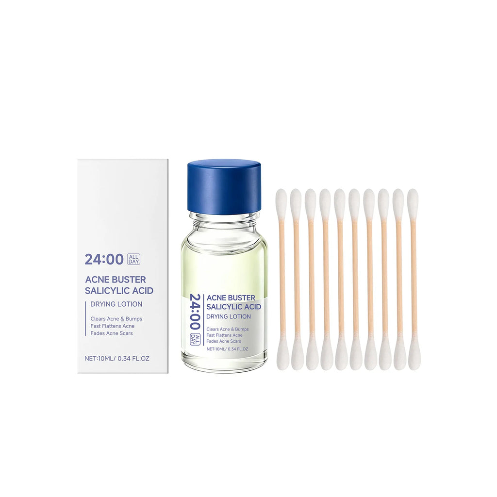 Salicylic Acid Drying Lotion Face Serum with Cotton Swab– Reduce Pimples & Breakouts Fade Acne Scars Minimize Pores Skin Renewal