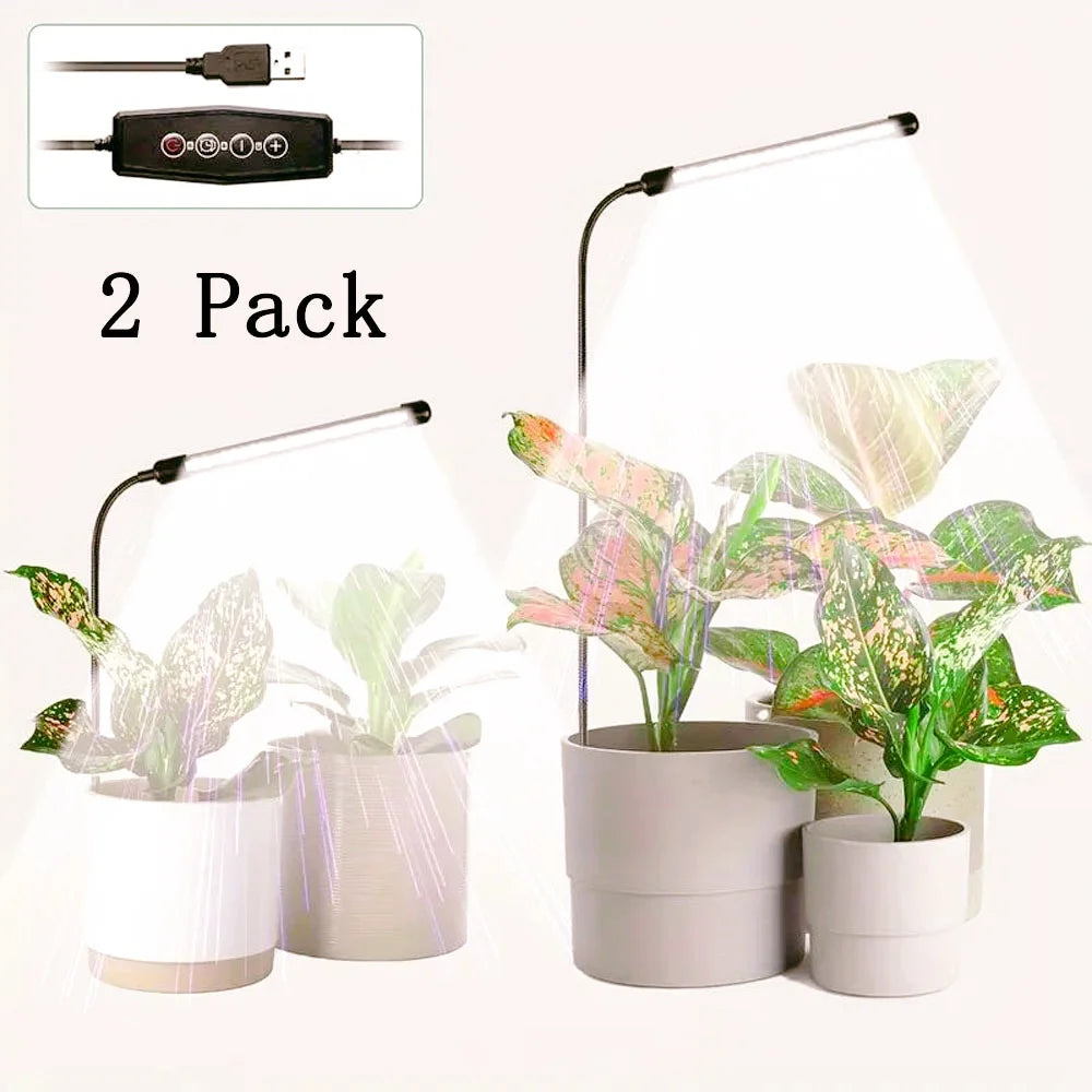 LED Plant Lights, Full-Spectrum Growth Lights, USB Mini-Plug-In, 48 Light Beads Regularly Dim
