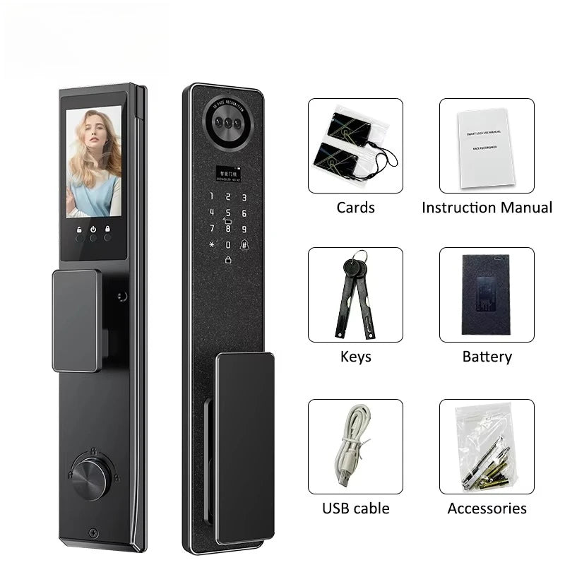 3D Face Ai Smart Voice Interaction Door Lock Tuya Wifi Fingerprint Cerradura Inteligente Digital Door Lock With Camera for Home