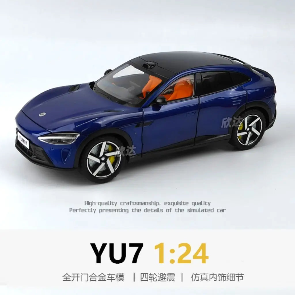 1:24 YU7 Diecast Alloy Electric Car Model with Graffiti Livery Full Open Doors Shock Absorption for Car Collectors Hobby Display