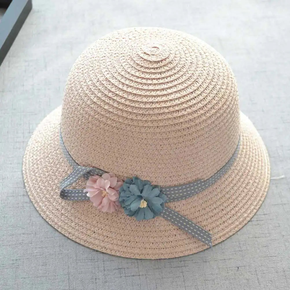 1 set 1 Wide Brim Sun Hat With Crossbody Bag Pink Beach Set For Girls Kids Cap Beach Straw Kids Straw Cap Bag Set