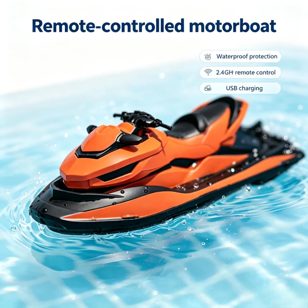 Waterproof 2.4G Remote Controlled Electric Speedboat Toy High Speed RC Racing Motorboat Rechargeable RC Boat Birthday Gift