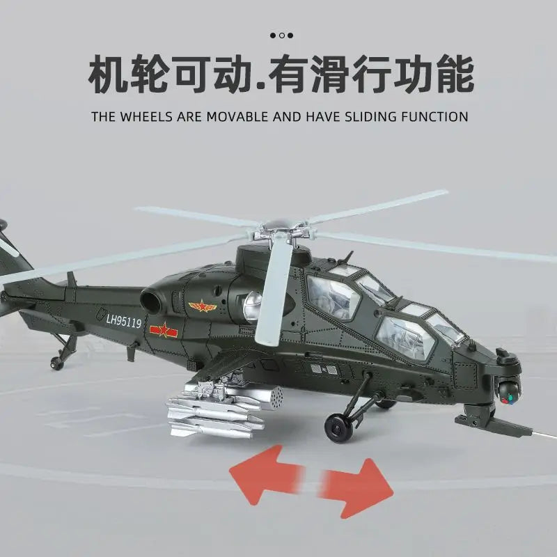 1:48 Z-10 Attack Helicopter Diecast Model Rotatable Detachable Parts Display Stand Included Military Aircraft Collection