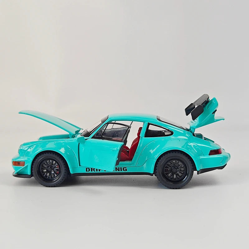 1:32 Simulation Porsche 964 Alloy Car Model Ornament Collection, Doors and Engine Cover, Trunk Can Open Supercar