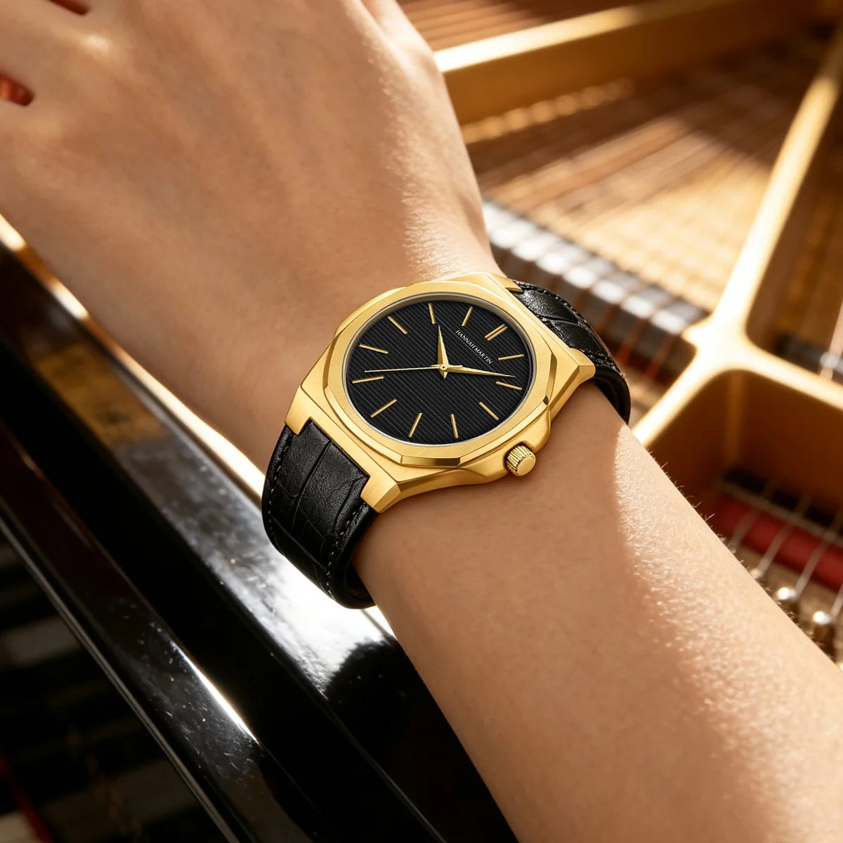 Women Gift Watch 40mm Dial Lightweight Case Leather&Stainless Steel Japanese Movement Waterproof Clock Hannah Martin 1 Set Watch