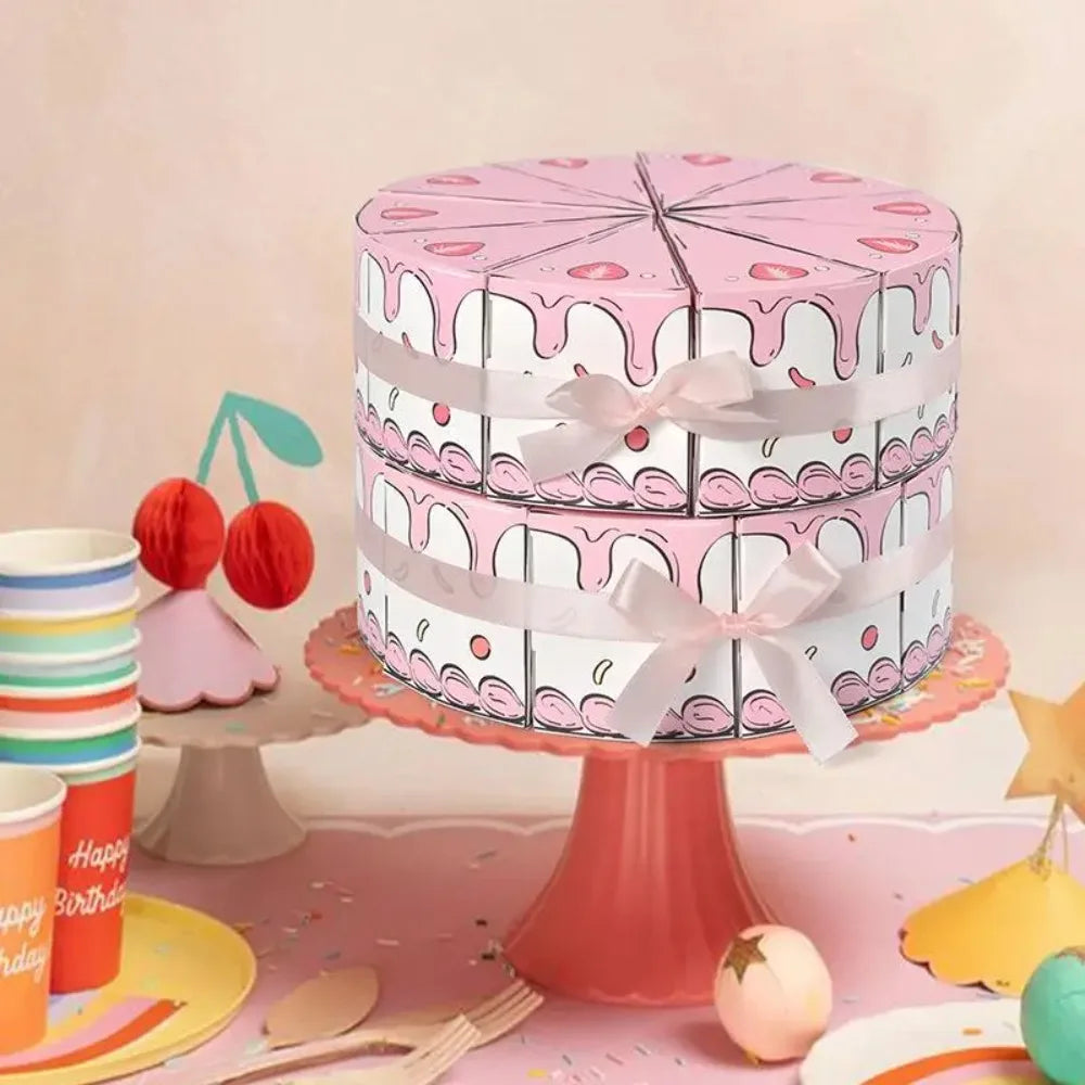 10PCS Eco-friendly Paper Triangular Cake Shaped Gift Box DIY Combination Party Gift Packing Box Cartoon Candy Box Dessert