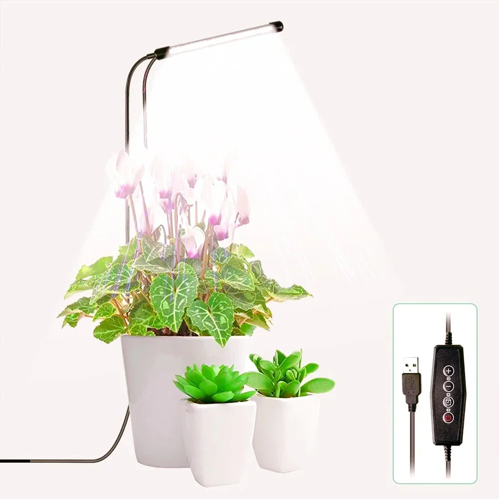 LED Plant Lights, Full-Spectrum Growth Lights, USB Mini-Plug-In, 48 Light Beads Regularly Dim