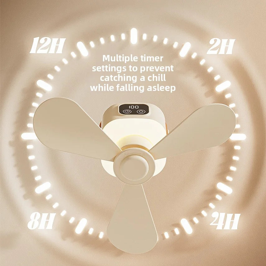 Rechargeable Small Ceiling Fan With Remote Control, Usb Fan For Student Dormitory Bed, Portable Outdoor Camping Fan