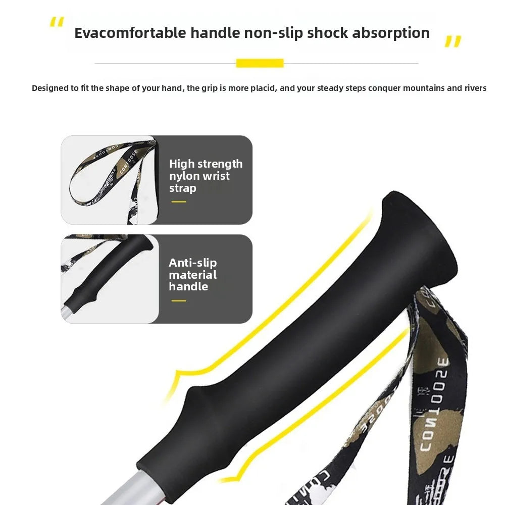 Single Carbon Fiber Trekking Pole Lightweight Telescopic Hiking Stick Adjustable Walking Pole 160g Outdoor Camping Travel Gear