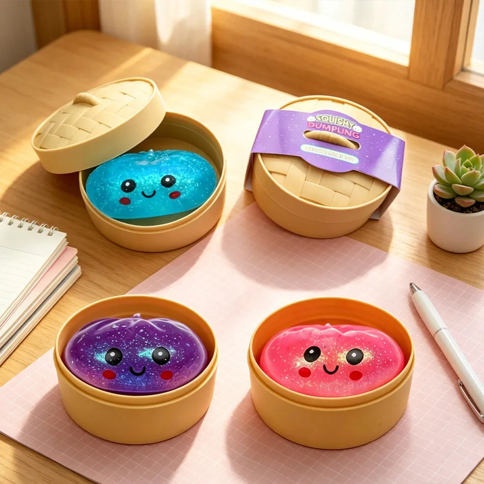 2026  Blind Box cute Mini Glitter Baozi Squishy Toy Sparkly Steamed Bun Squeeze Fidget Toys Stress Relief Sensory Squishies