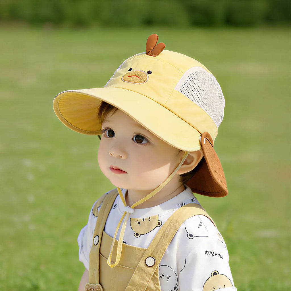 Cute Cartoon Baby Fisherman Hat Summer Mesh Breathable Bucket Hats for Toddler Kids Outdoor Casual Panama Basin Cap