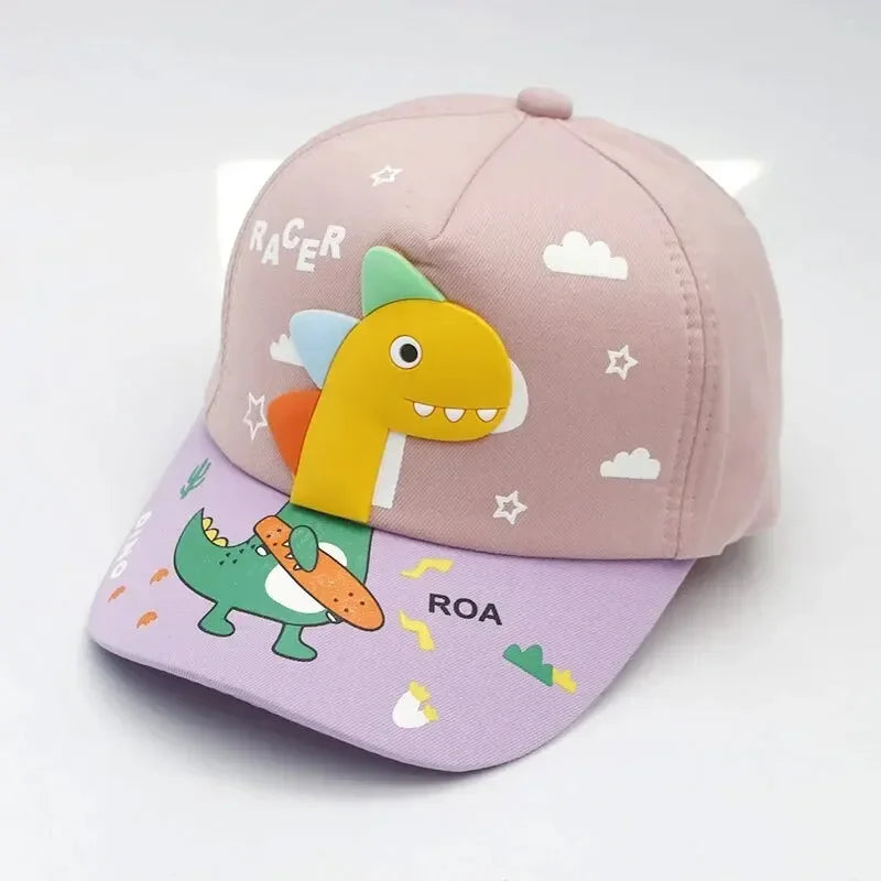 Four Seasons Little Dinosaurs, Children's Hats, Children's Baseball Caps, Cute Cartoon Color-Blocked Caps, Outing Sun Hats