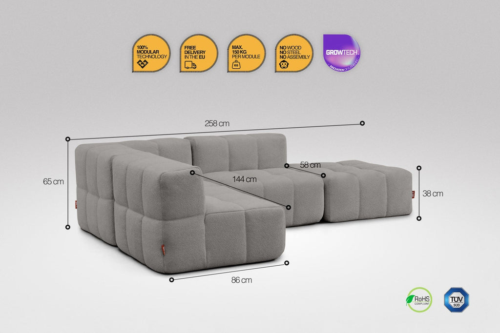 4 Teiliges Modulares Sofa – Grau