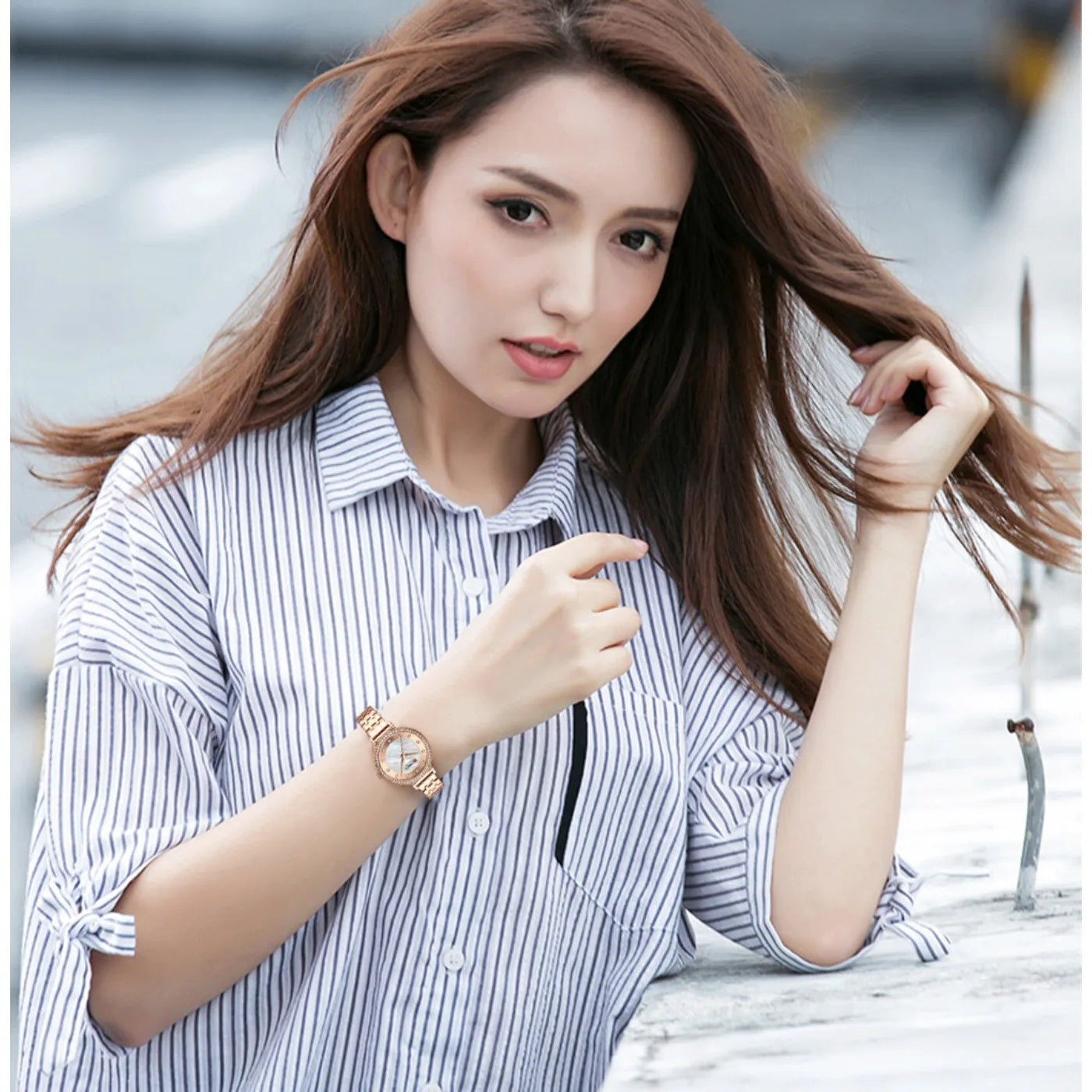 CURREN Top Brand Ladies Simple Fashion Quartz Watch Stainless Steel Classic Elegant Diamond Waterproof Ladies Watch Reloj Mujer