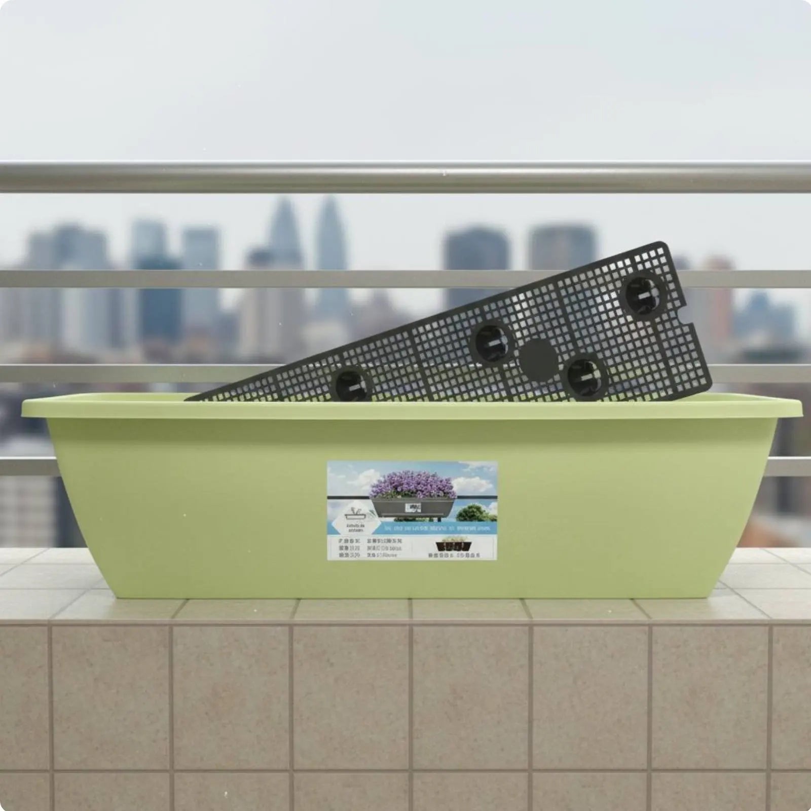Long Plastic Vegetable Planter Indoor Outdoor Use Automatic-Watering Flower Pot Rectangular Planter Sturdy Rectangular Window