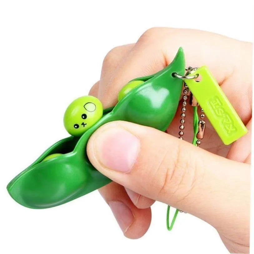 Fidget Toys Edamame Squishy Keychain Stress Relief Squeeze Peas Beans Cute Adult Toy Decompression Pack