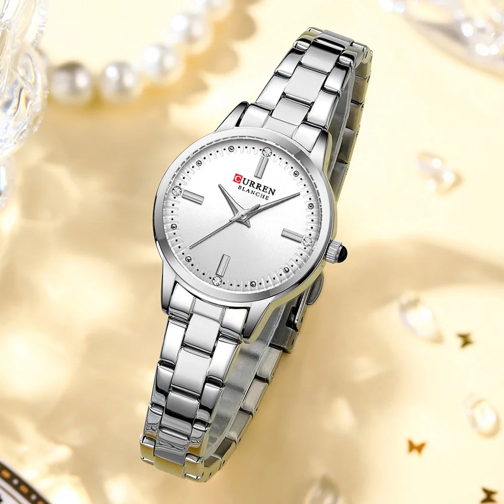 CURREN Women's Stainless Steel Strap Watch Perfect Blend of Minimalism and Fashion for Elegant Daily Wear with Box