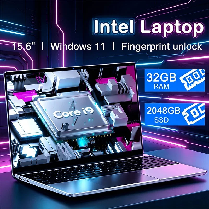 Intel 4405U Durable 15.6" Portable Laptop Windows11 Notebook 32GB DDR4 2TB SSD Pc Gamer Office Computer