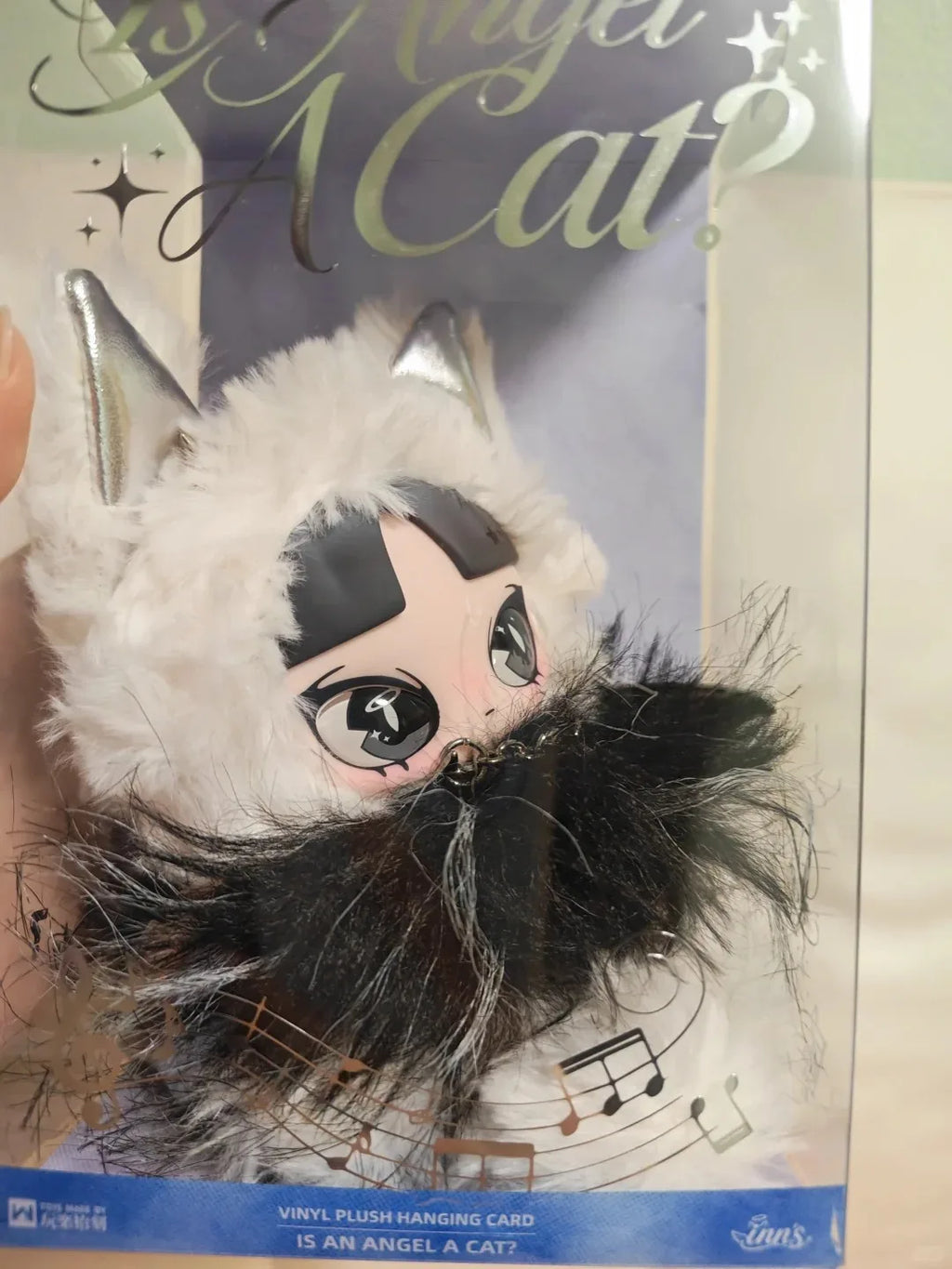 Original Inn'S Is An Angel A Cat Plush Doll Silver Wing Cat Ear Vinyl Face Doll Collectible Toy Pendant Ornament Home Decoration
