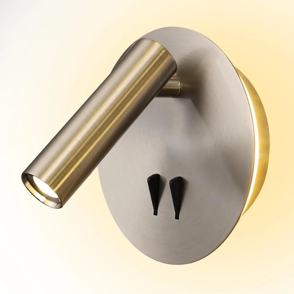 Modern Wall Mount Reading Light for Bedside with On-Off Switch, Brushed Nickel Sconce for Bedroom