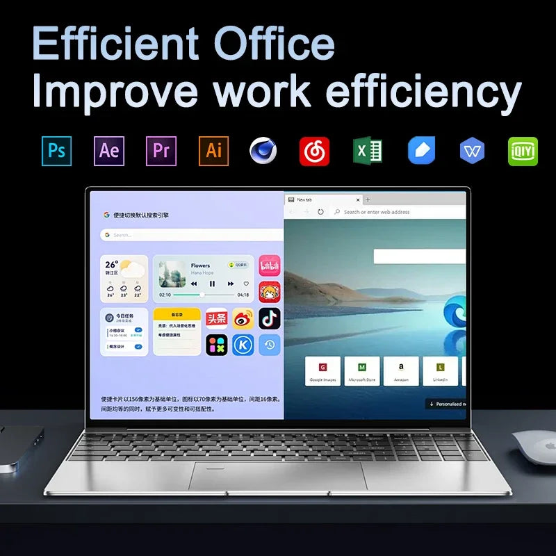 Portable Thin Gaming Laptop Full HD 1080P Display Core I9 32GB Large RAM Mass Storage Home Office Computer