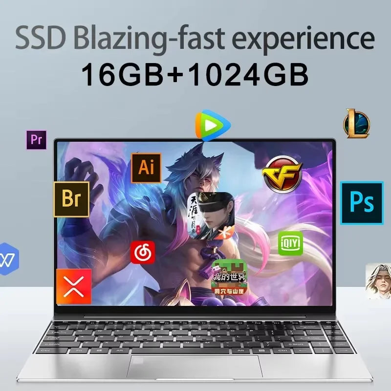 2026 Ethereal Compact 14.1'' Hyperslim Laptop 16GB RAM 2TB SSD Intel N3700 1080P Screen Windows 11 Pro Erudite Leisure