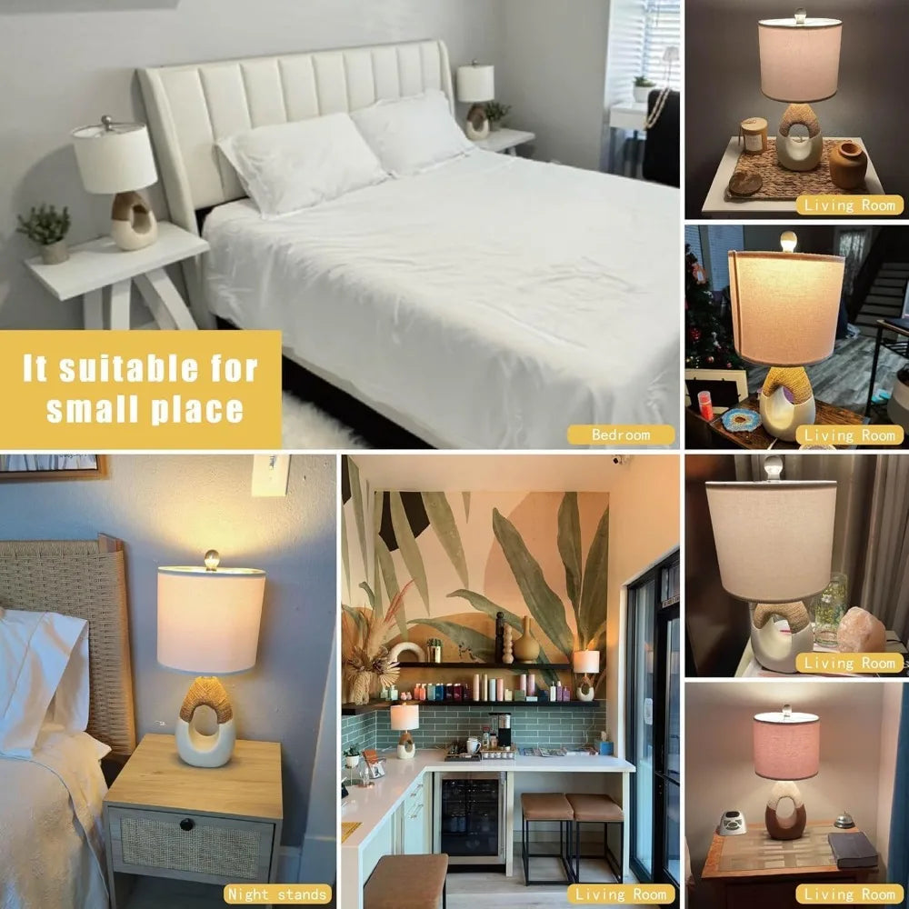 Lamps Set for Bedroom, Living Room, Nightstand Bedside, Ideal for Small Spaces