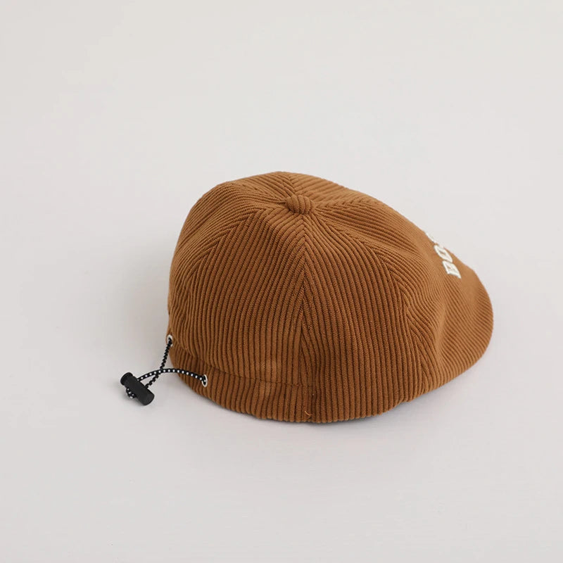 Fashion Letter Beret Drawstring Baby Duck Tongue Cap 2-6year Kids Sunshade Visors Autumn Winter Corduroy Children Forward Hat