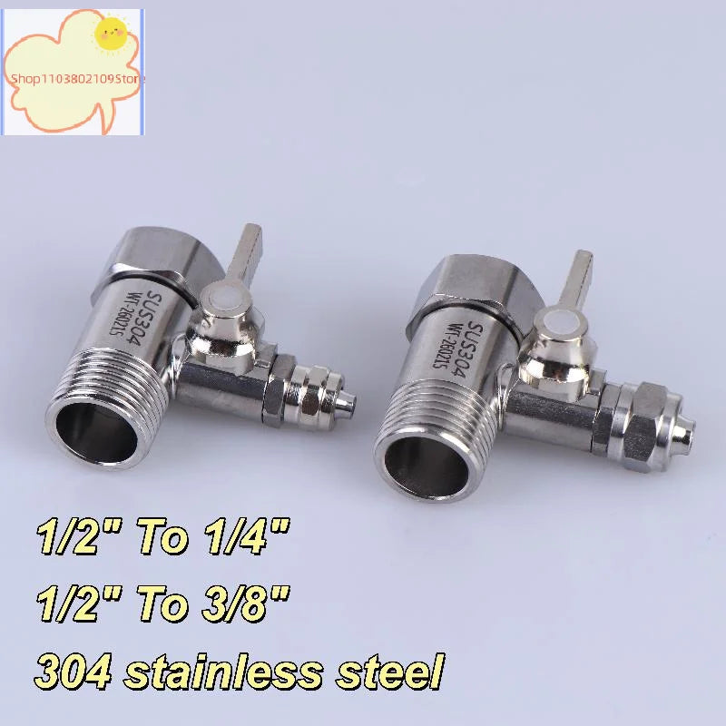 【HT】【HT】1 Set Tap Tee B Cold Hot Water Pipes Home Accessories 1/2" To 1/4"3/8" With Shut-Off Ball Valve RO Feed Water Adapter