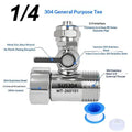 【HT】【HT】1 Set Tap Tee B Cold Hot Water Pipes Home Accessories 1/2" To 1/4"3/8" With Shut-Off Ball Valve RO Feed Water Adapter