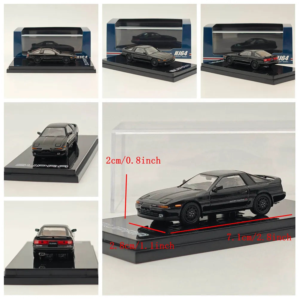 Hobby Japan 1/64 for SUPRA A70 2.5GT TWIN TURBO Limited with Outer Sliding Sunroof Parts & 3.0GT TURBO A Black Diecast Model