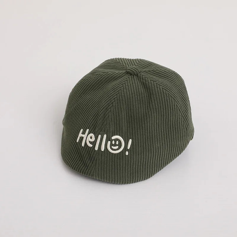 Fashion Letter Beret Drawstring Baby Duck Tongue Cap 2-6year Kids Sunshade Visors Autumn Winter Corduroy Children Forward Hat
