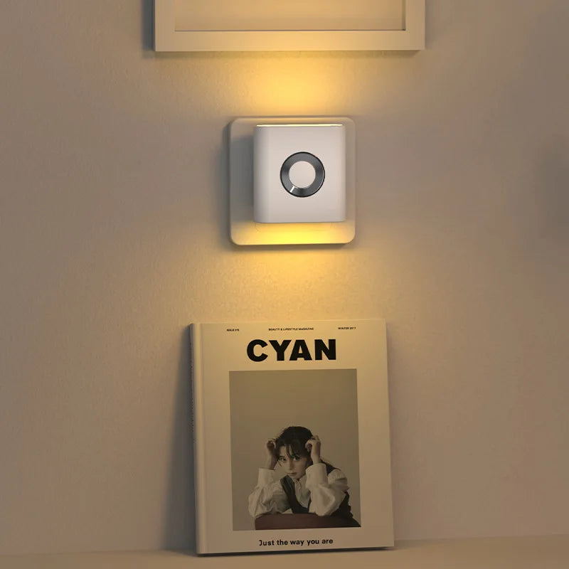 Human Motion Sensor Night Light, Auto On/Off Bedside Cabinet Lamp, Up & Down Glow Ambient Light, Eye-Care LED Bedroom Night Lamp