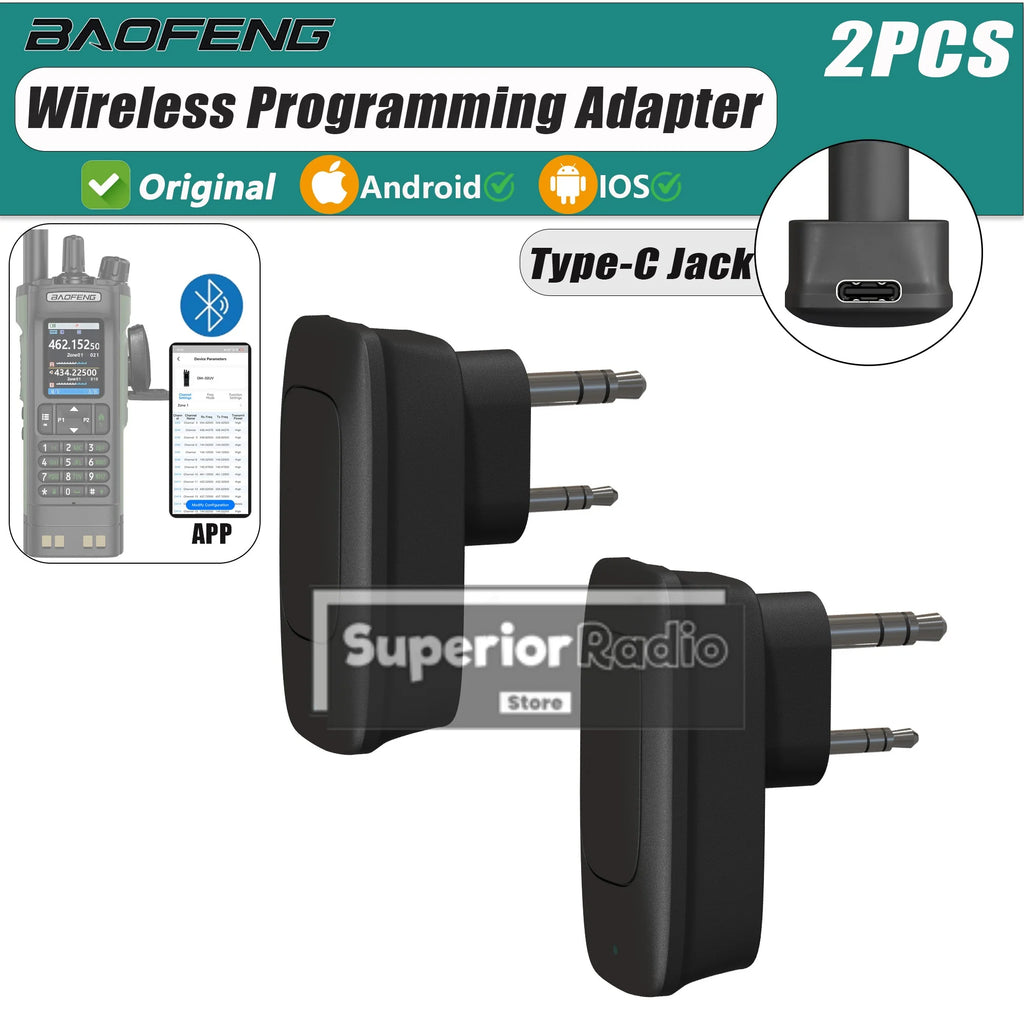 Walkie Talkie Bluetooth Wireless Programmer Plug & Play No Driver Issue Phone APP Programming for Baofeng DM-32 UV-5R BF-T20D