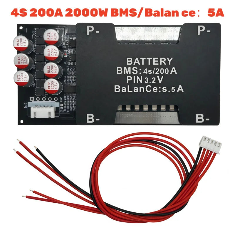 4S LiFePO4 Battery Protection Board 14.6V 2000W Battery Management System 150A/200A/300A with 5.5A Active Balancing