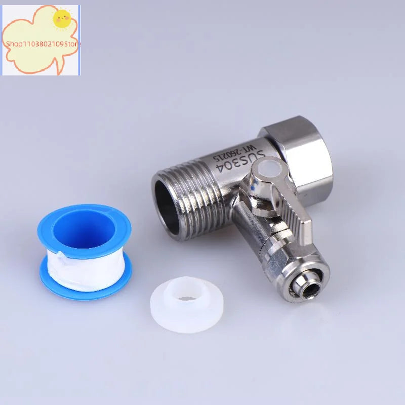 【HT】【HT】1 Set Tap Tee B Cold Hot Water Pipes Home Accessories 1/2" To 1/4"3/8" With Shut-Off Ball Valve RO Feed Water Adapter