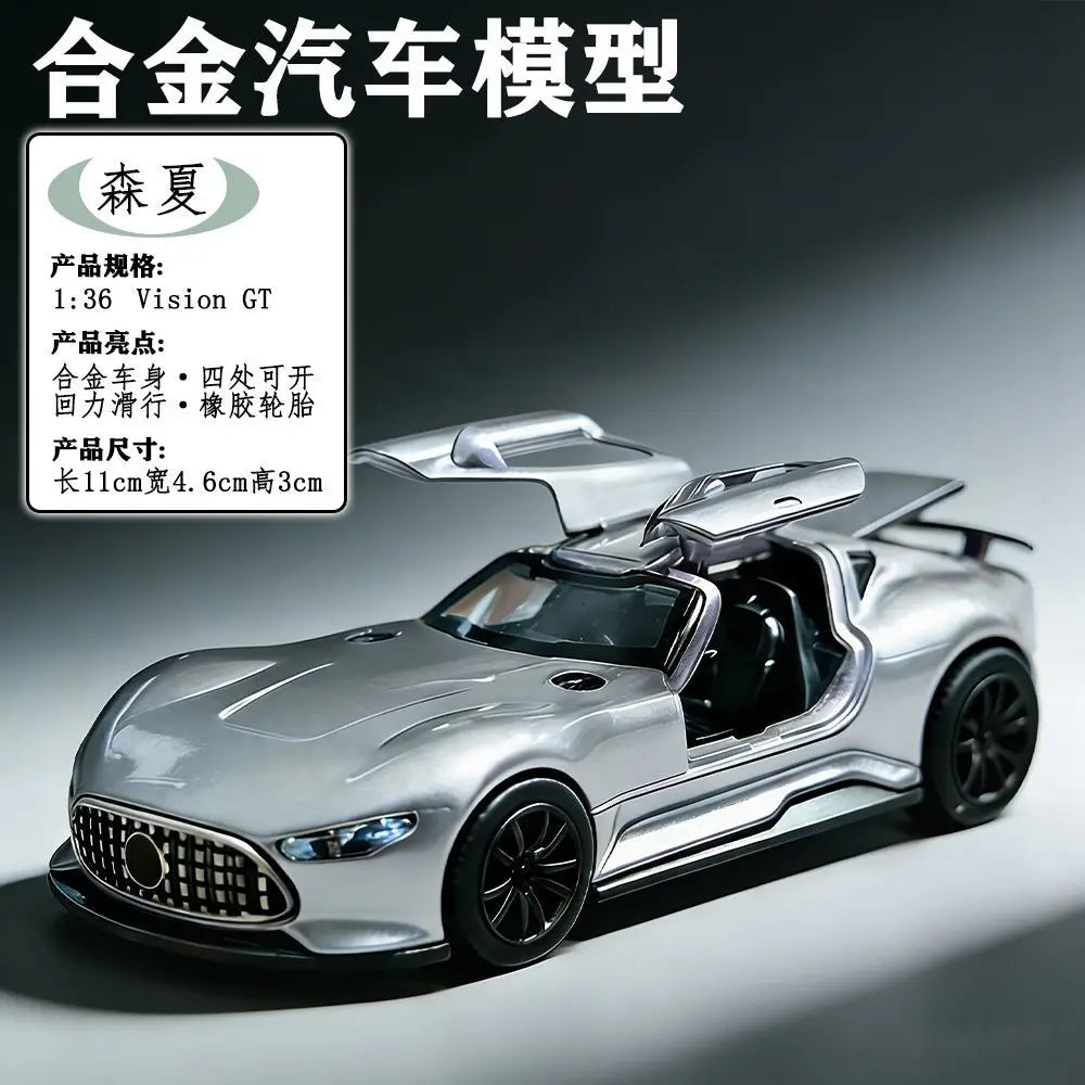 1:36 Scale Mercedes-Benz Vision GT Diecast Alloy Sports Car Model with Openable Parts for Hobbyists and Collection Display