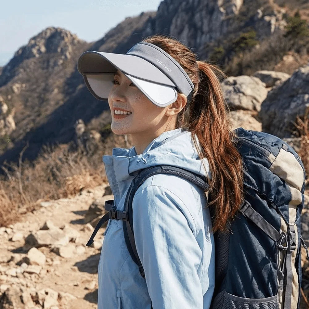 New Breathable Sun Protection Hat Lightweight Adjustable Stretchable Brim Hat Polyester Solid Color Empty Top Sun Hat Sports