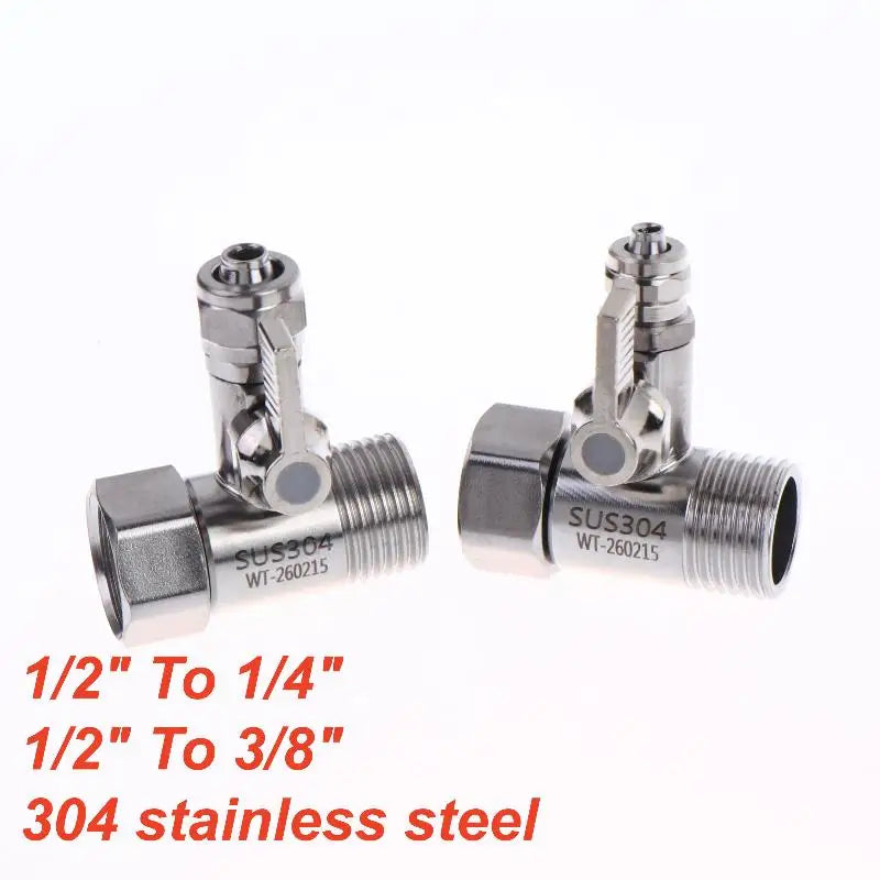 【xxx】1 Set Tap Tee B Cold Hot Water Pipes Home Accessories 1/2" To 1/4"3/8" With Shut-Off Ball Valve RO Feed Water Adapter[S14]